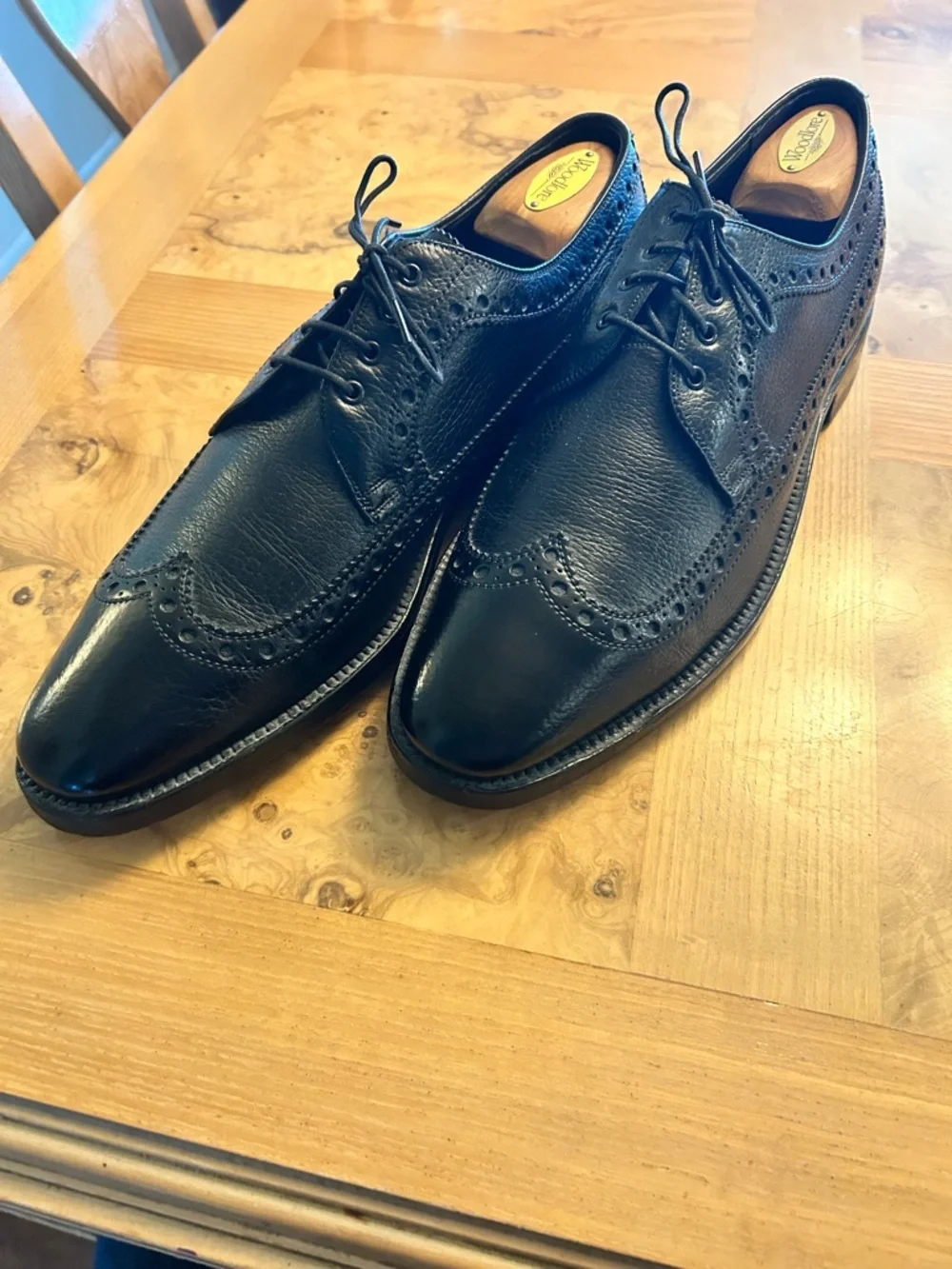 Nunn Bush Black Leather Wingtip Derby Shoes 12N